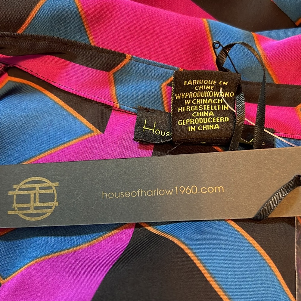 House of Harlow 1960 NWT Size Small Silky Geometric Print Wrap Maxi Dress (0369) - Picture 14 of 16